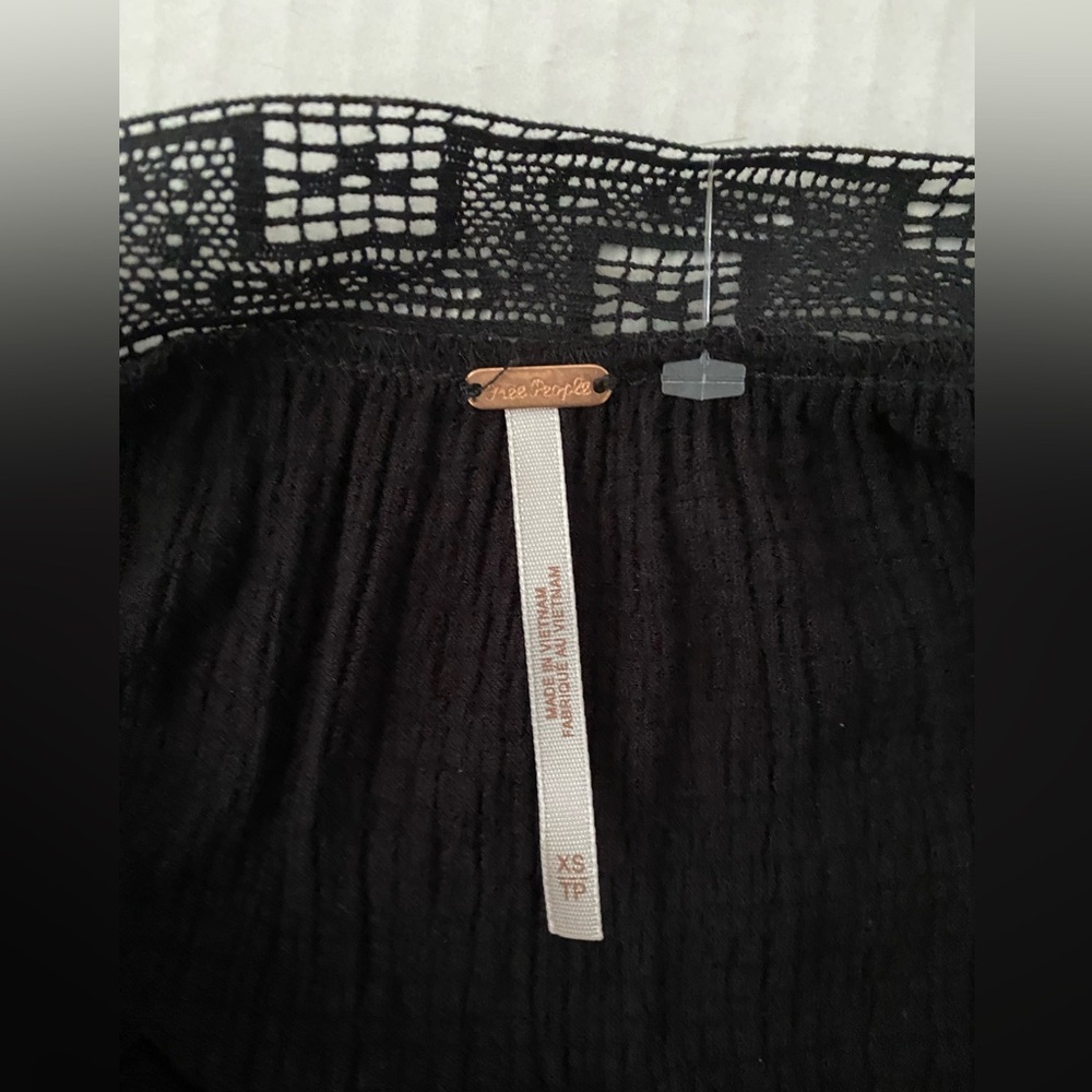 NWT Free People Crochet Ruffled Trapeze Mini Dress Black Size XS - Picture 12 of 15